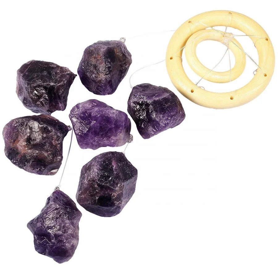 wind chime Amethyst Raw Stones crystal natural gemstone reiki healing crystal wind Home Decoration crystal wind chime