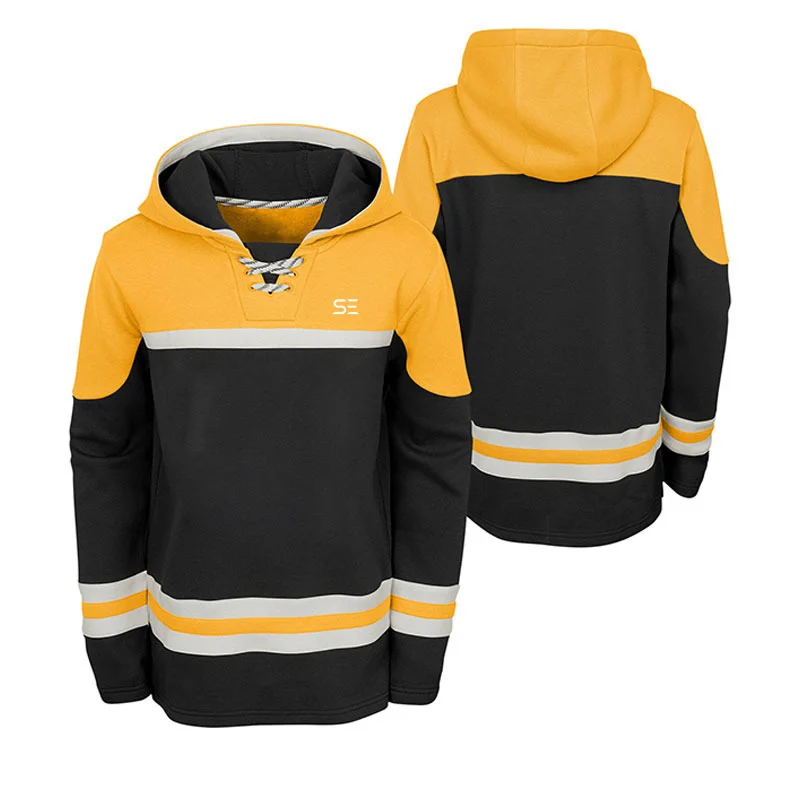 Custom sublimation hockey lace up hoodie ice hockey sweatshirt hockey sweater 2023