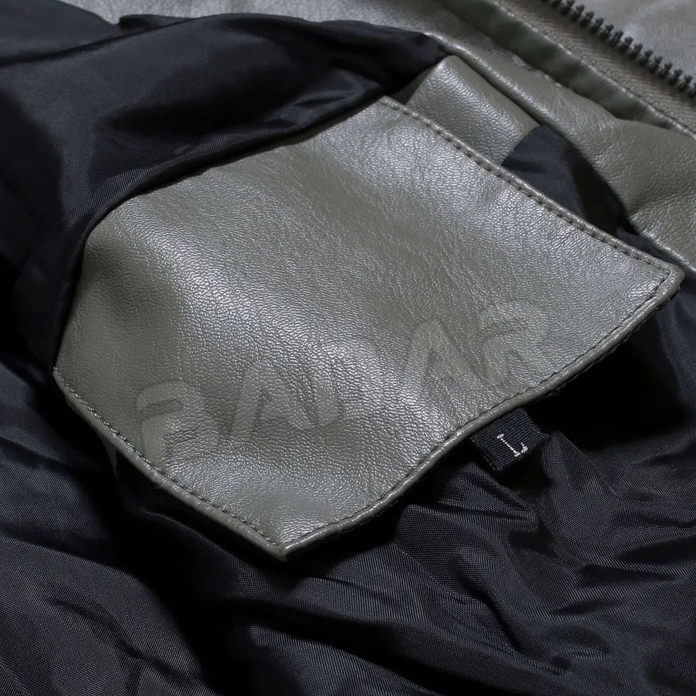  Мужская кожаная куртка из ПУ кожи с воротником-стойкой Осень-зима 2021