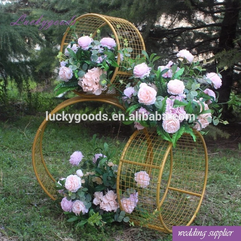 LG20180417-2 white wedding aisle flower stand new arrival round metal stand