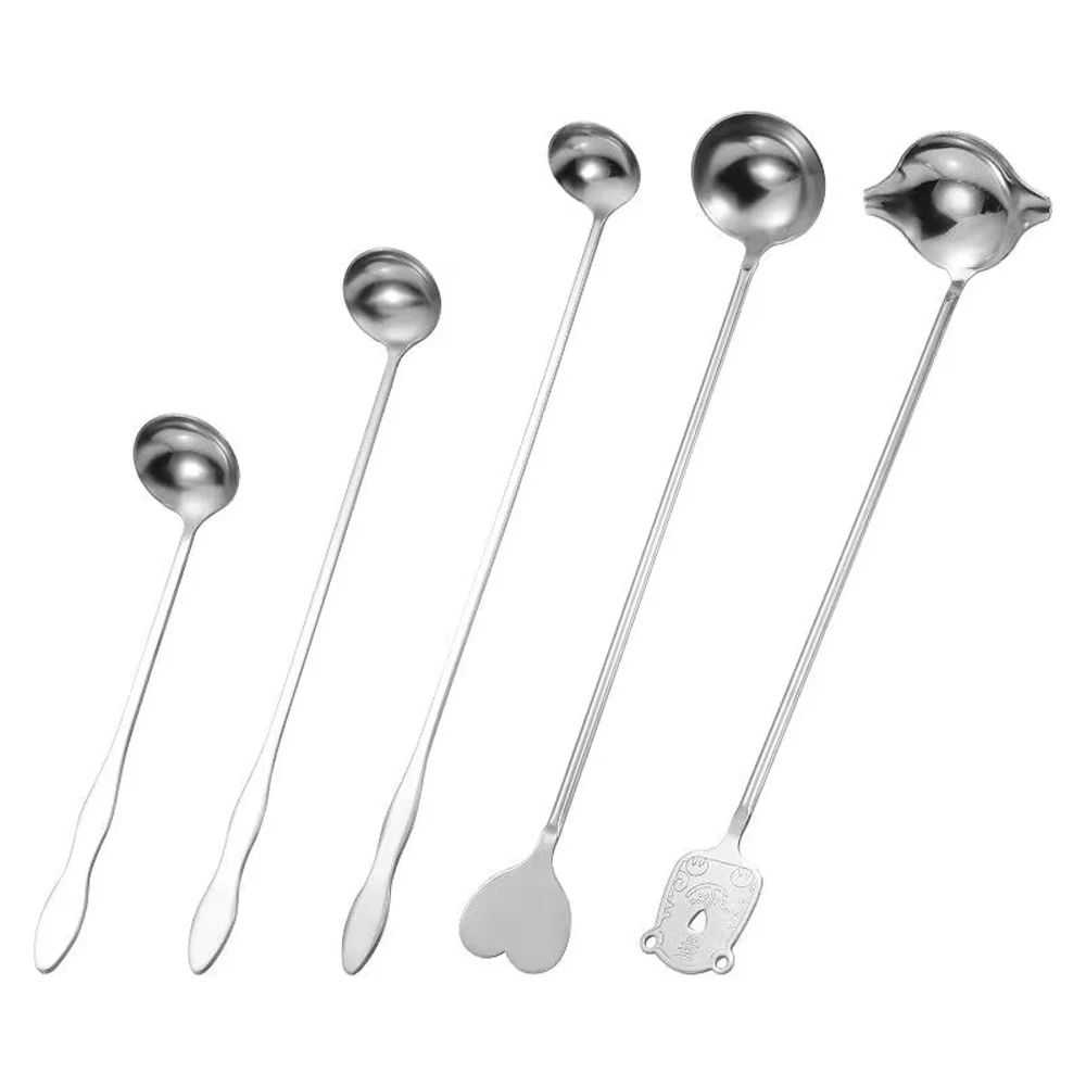 304 stainless steel food-grade elongated spoon personalized pattern design can be customized LOGO