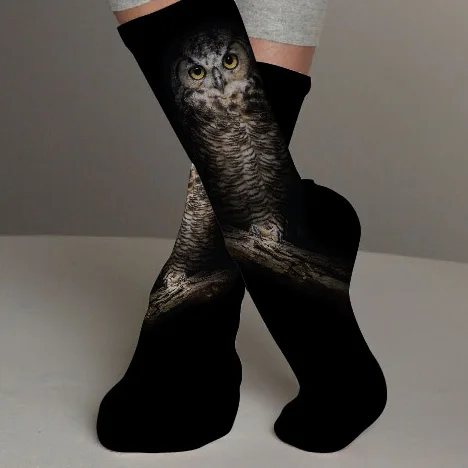 
Owl sitting on a branch Custom Design Socks 