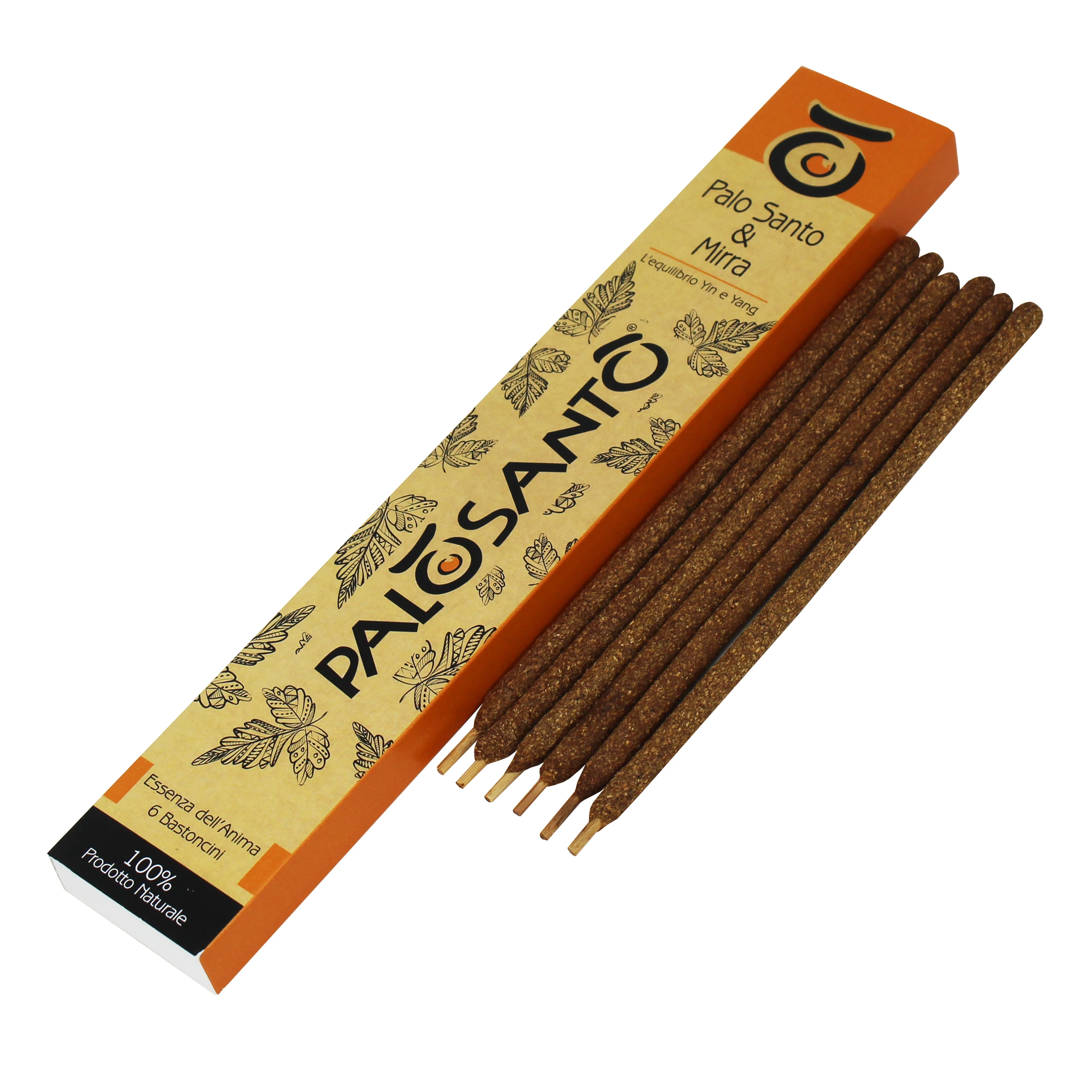 Natural Palo Santo Wood - Hand rolled Palo Santo Sticks - Palo Santo Incense Sticks with Myrrh - PALOSANTO Brand - 6 Sticks Pack