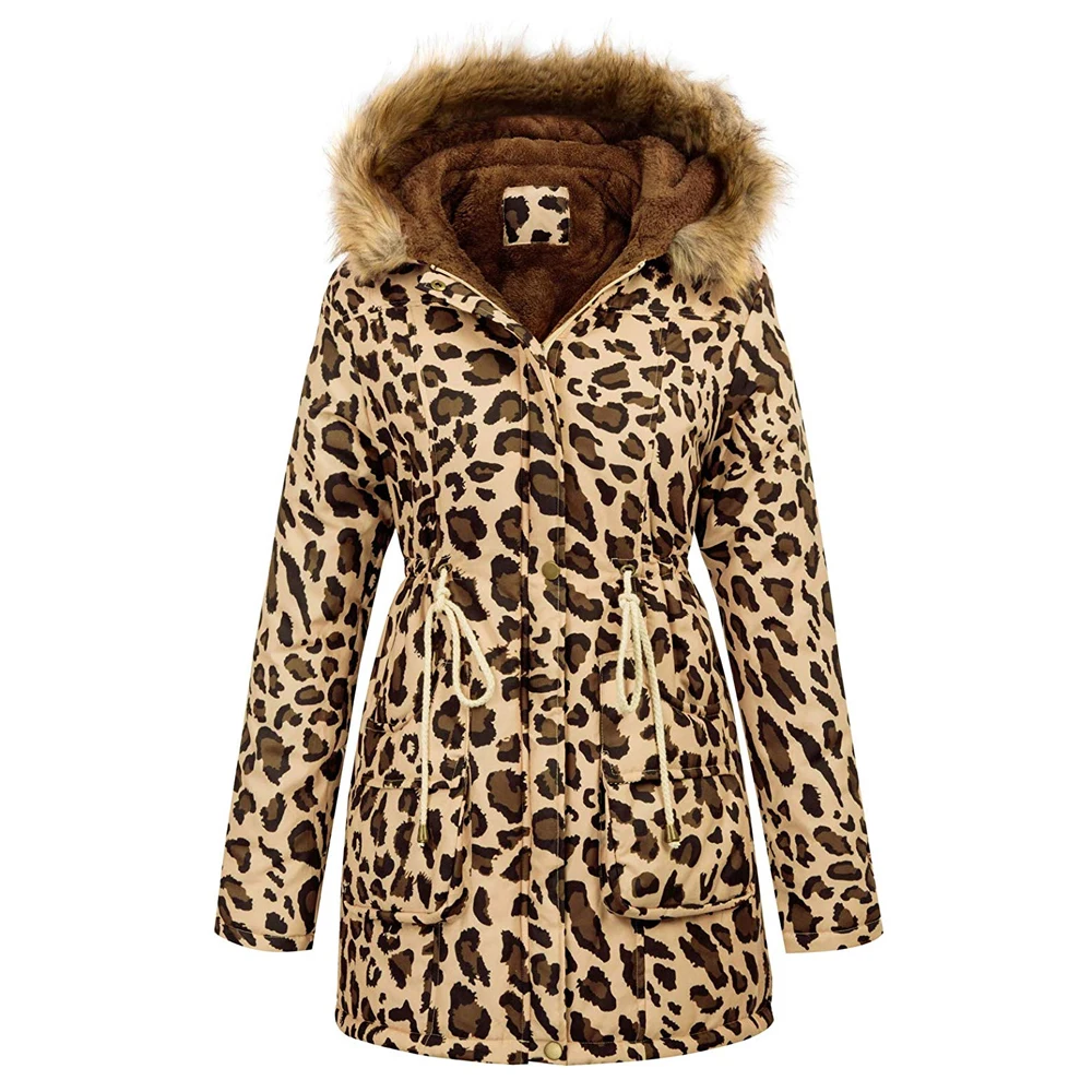 
OEM Custom Women parka winter jacket warm hooded Fur Collar fleece women jackets cotton coat 
