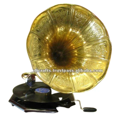 Antique Wooden Gramophone Phonograph Turntable Vinyl Record Player Stereo Speakers System Control CHM001
