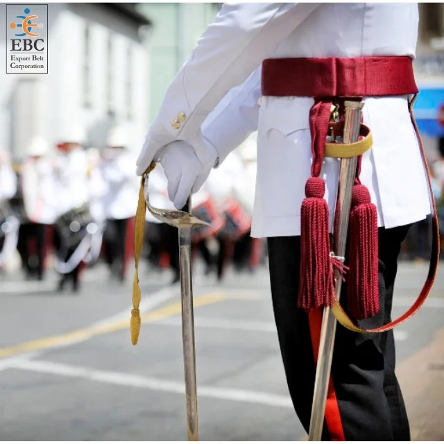 High Quality Sword Belts with Slings OEM Sambrown Belt with Brass Fitting and Accoutrements Leather Waist Belt Makers Factory