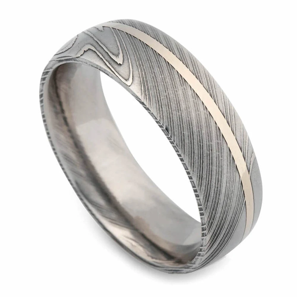 
Top High Quality Comfortable Fit Damascus Steel Rings For Men 