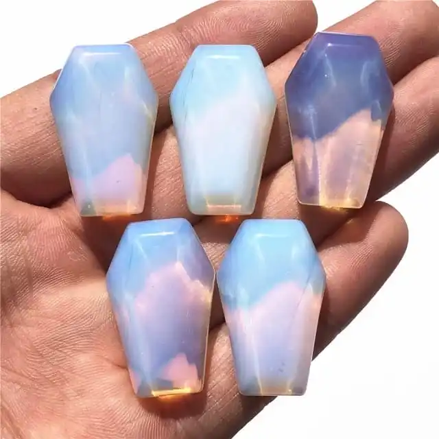 crystal Halloween Opalite   Coffin Gemstone Coffin  | wholesale Gemstone | Crystal  coffin for Halloween  decorations