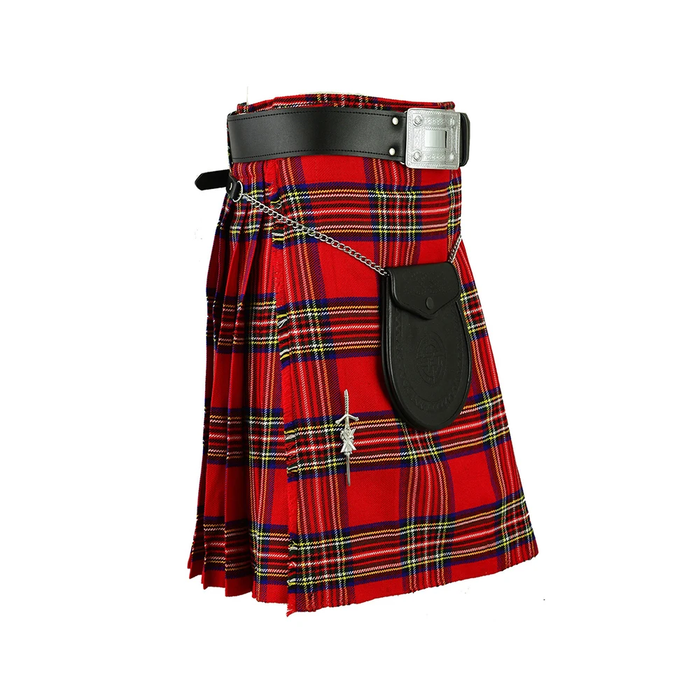 High Quality Custom Logo 8 Yard Royal Stewart Tartan Mens Kilt Best Highland Wear