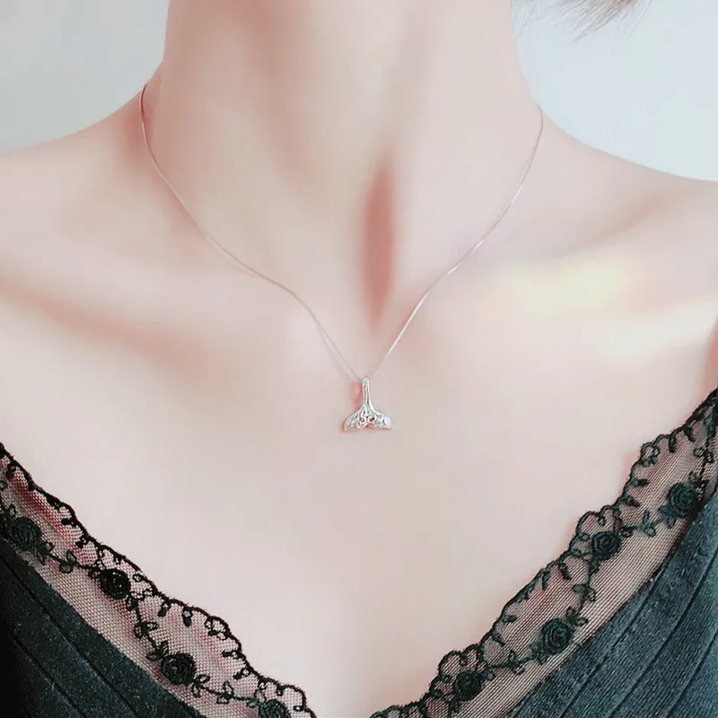 Fashion custom copper brass S925 silver plating mermaid tail pendant necklace seamaid pendant little mermaid necklace for girl