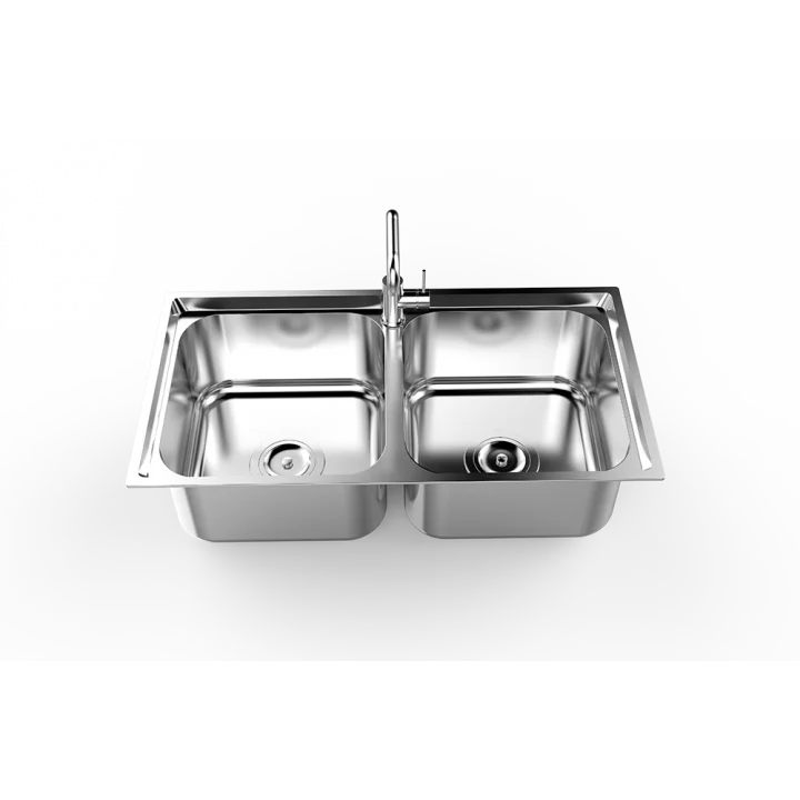 Double bowls stainless steel monolithic pressed sink made in Vietnam High quality