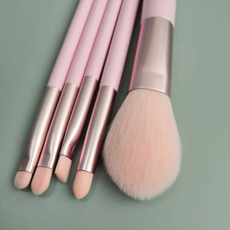 Travel makeup brush set 5 pcs  pink powder eyeshadow brushes