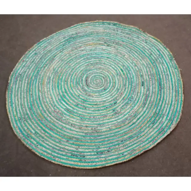 Handmade Cotton Chindi Area Round Rug Hand Braided Multi-color Cotton Area Rugs Ethnic Rug Area