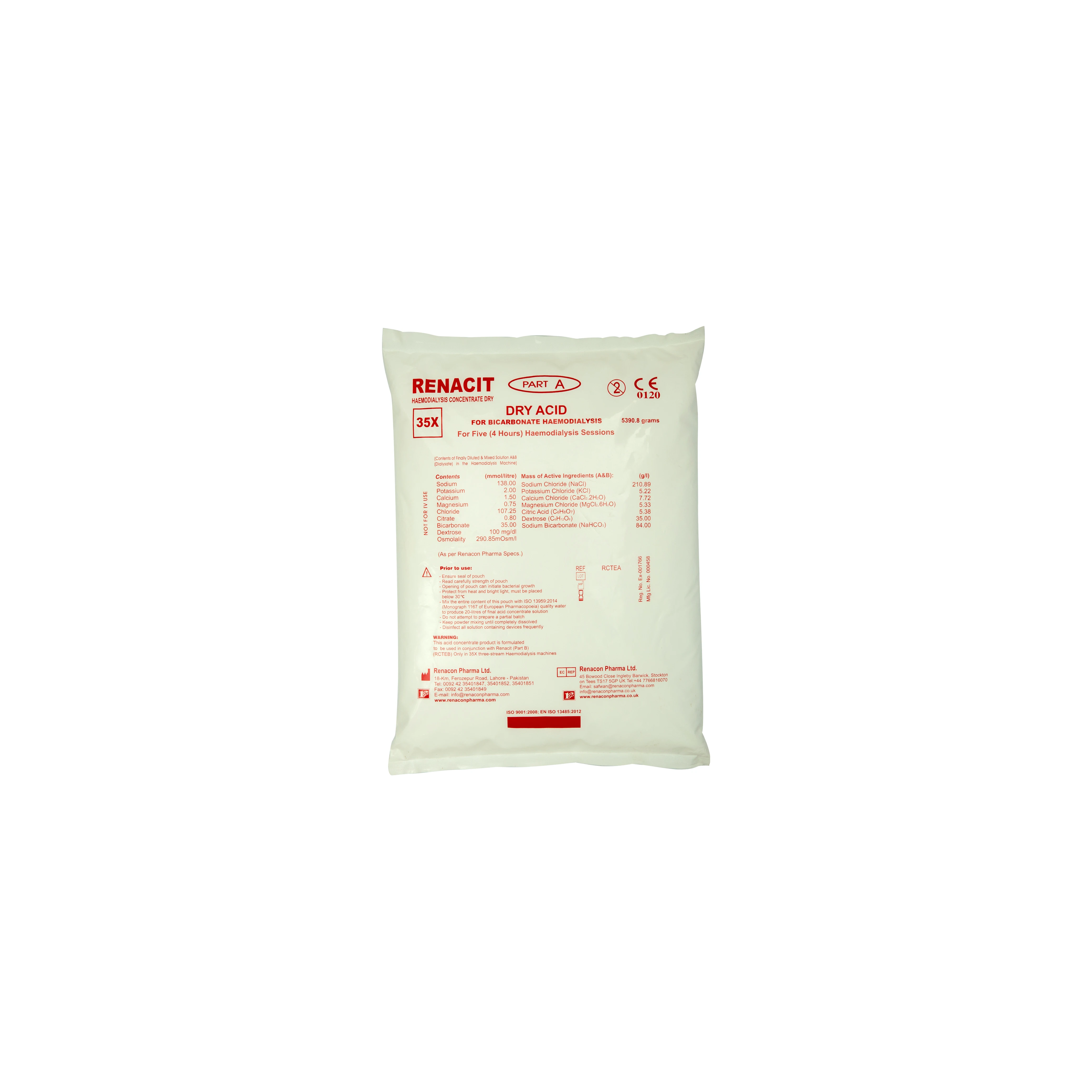 Renacit Hemodialysis Concentrate powder Part A (Acidic part) - 1 session