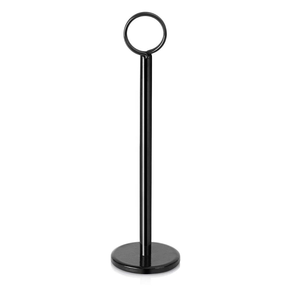 Stainless Steel Metal Table Number Stand Menu Card Holder Black