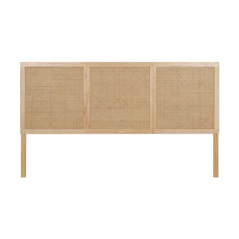 Vintage wooden headboard with rattan cane