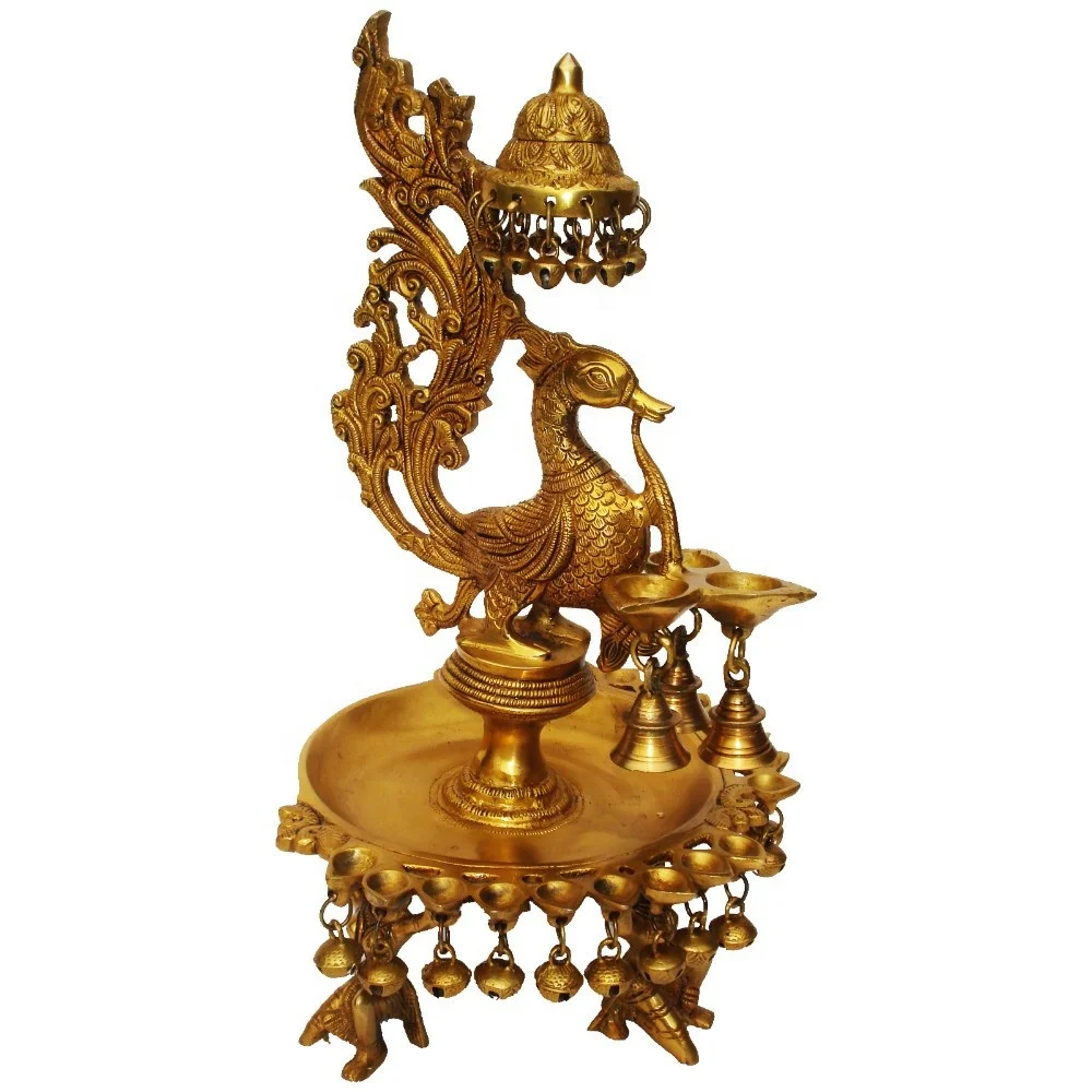 Домашний декор металлическая латунная лампа для птичьего масла с колокольчиками