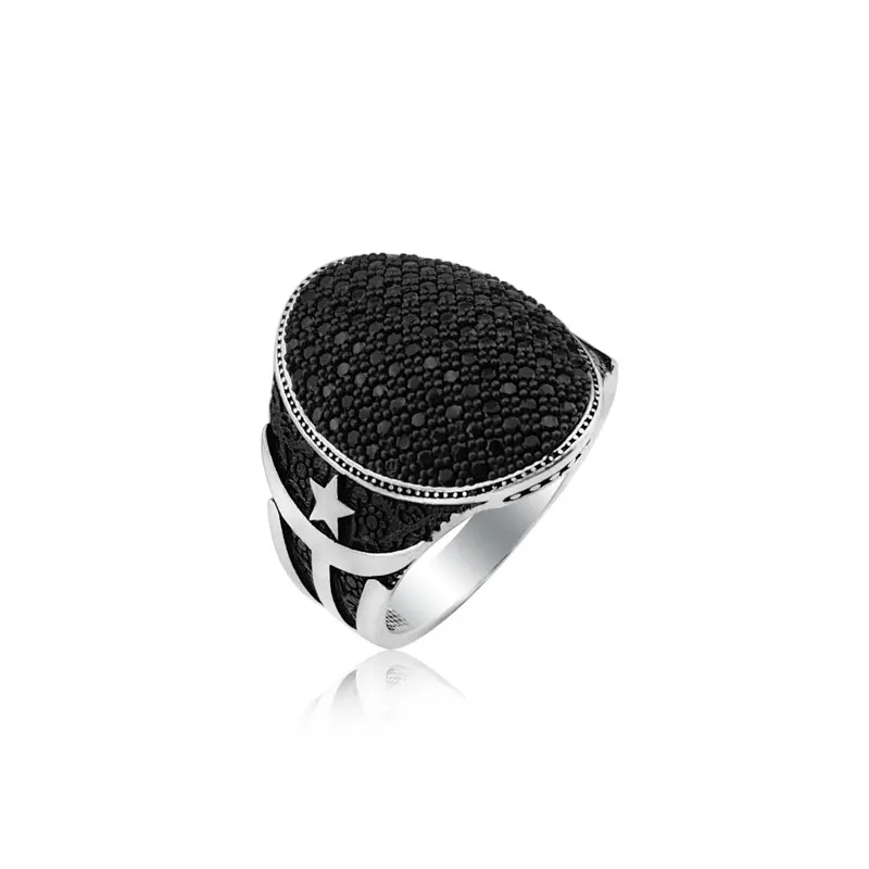925 Sterling Silver Ottoman Dirilis Enamel Men Ring Kayi Obasi Flag Ottoman Empire Mens Ottomans Seal Ertugrul Anillo Jewellery