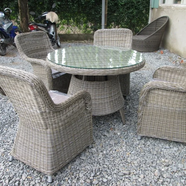 Modern Outdoor Poly Rattan Coffee Set Wicker Aluminum Frame PE Material Powder Coating Finish Dining Courtyard Outdoor Furniture