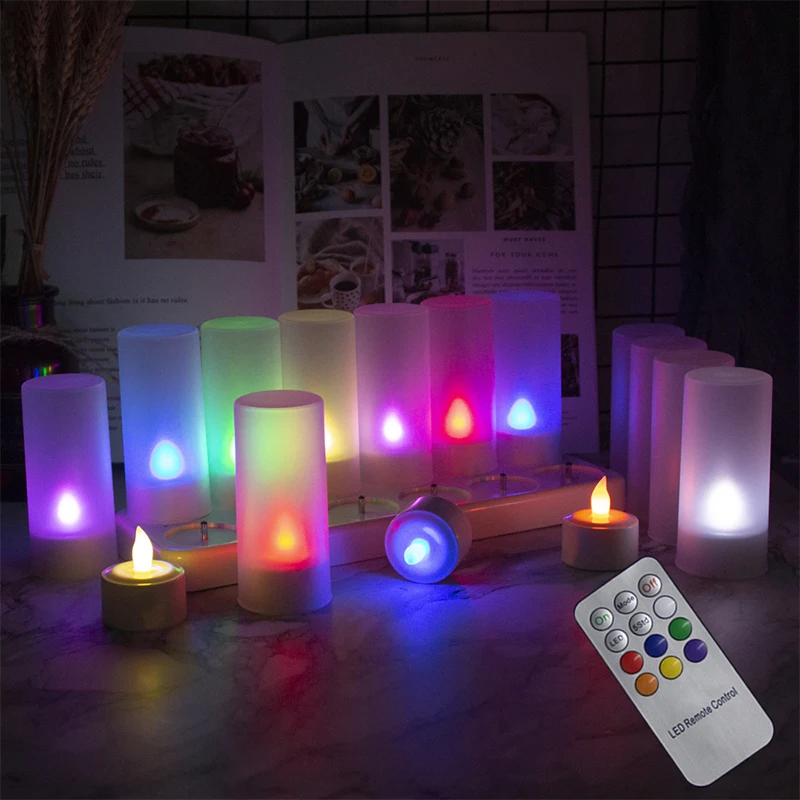 2022 new Colorful for home decoration Flameless Wind-Proof Electronic Rechargeable LED Candle