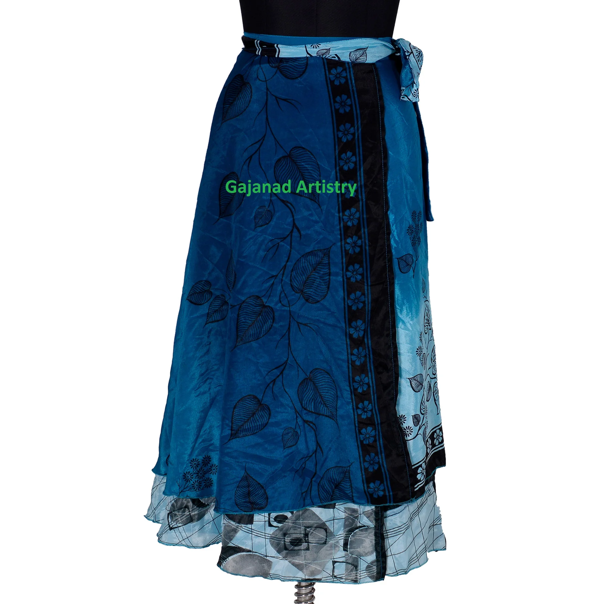 Wrap Long Skirt Festival Summer Casual Skirts Beach Sexy Look Designer Printed  Silk Sari Reversible Two Layer long Wrap Around