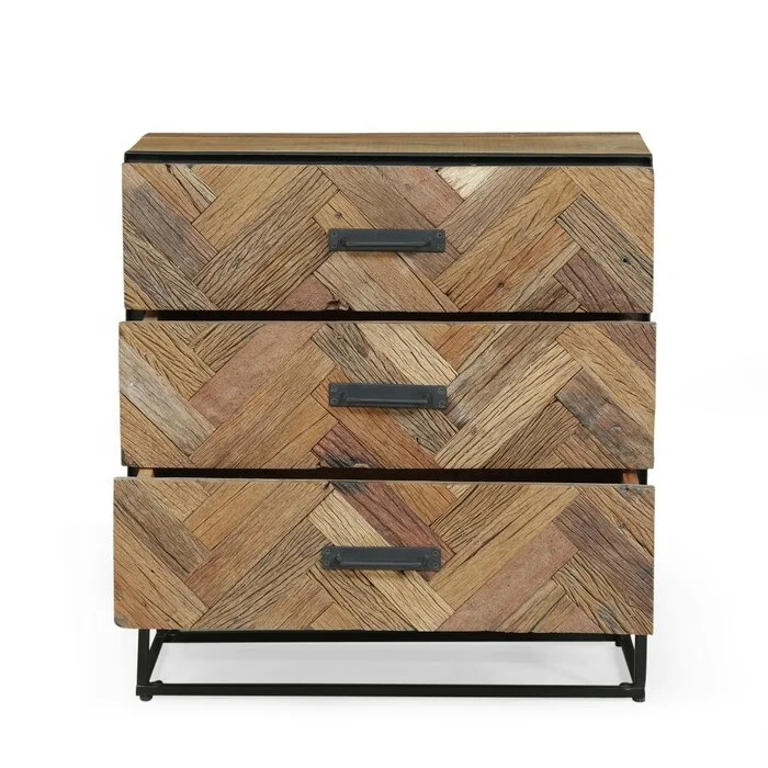 
Industrial Chest of 3 Drawers Cabinet Sideboard Indian Jodhpur Accent Rustic Old Wood Cabinet Living Room Antique Curio Cabinet 