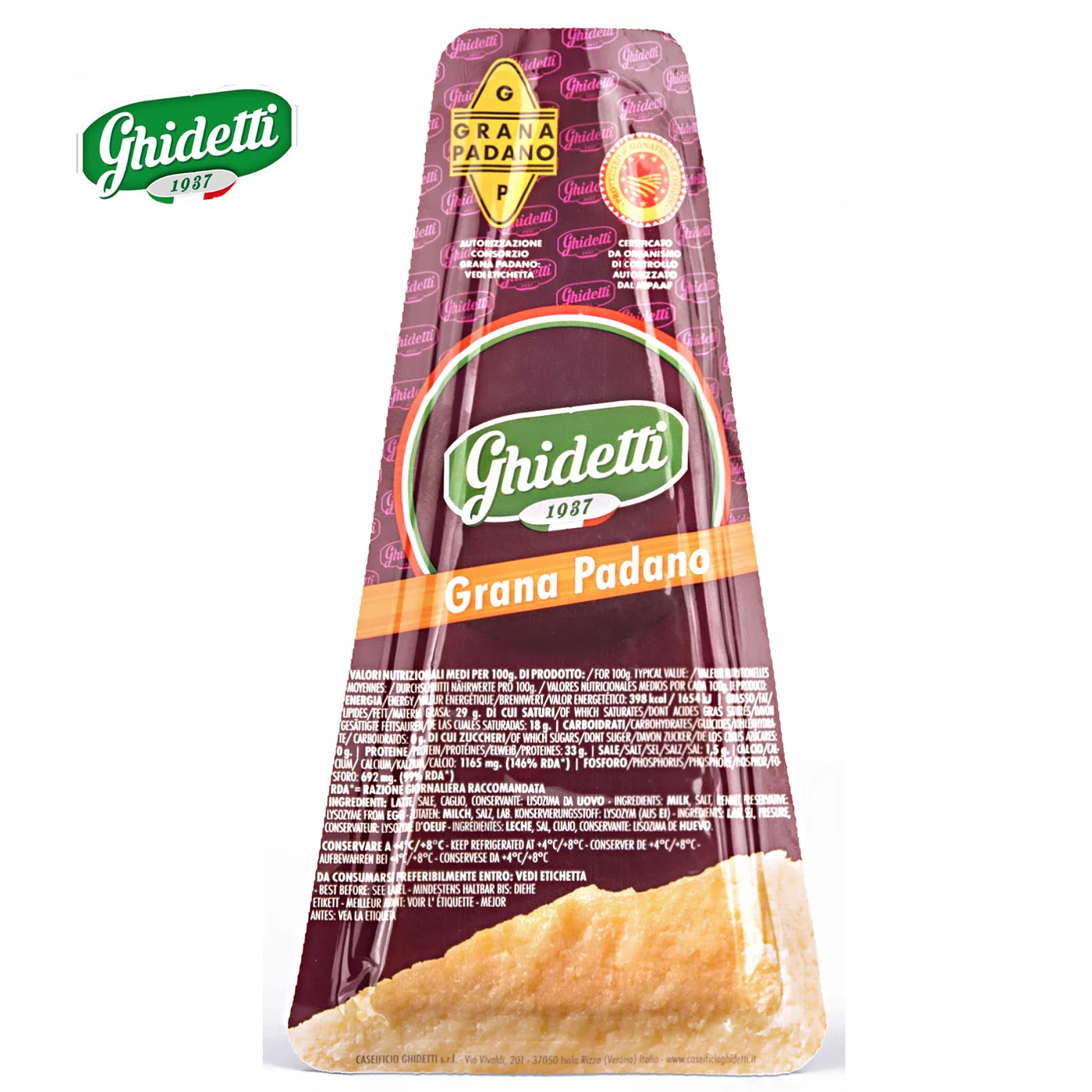 Высшее качество итальянская сморщенная твердая Сырная Грана Padano PDO 200 г идеально подходит для любых тарелок макаронных