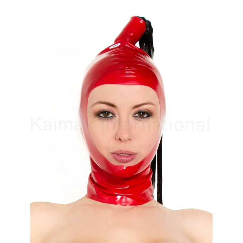 
Red Black PU Leather Bondage Hood BDSM Mask 