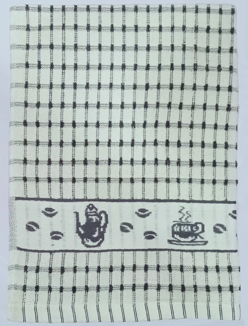 
100% Cotton Woven Jacquard Coffee Time Terry Tea Towels 
