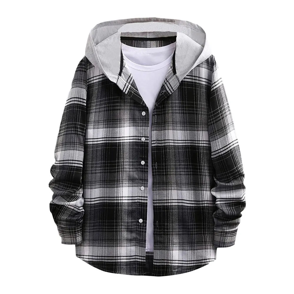 Flannel Hood Shirts Shirts flannel Flannel Shirt Casual Color Optional Casual 100% Cotton Long Sleeve for men