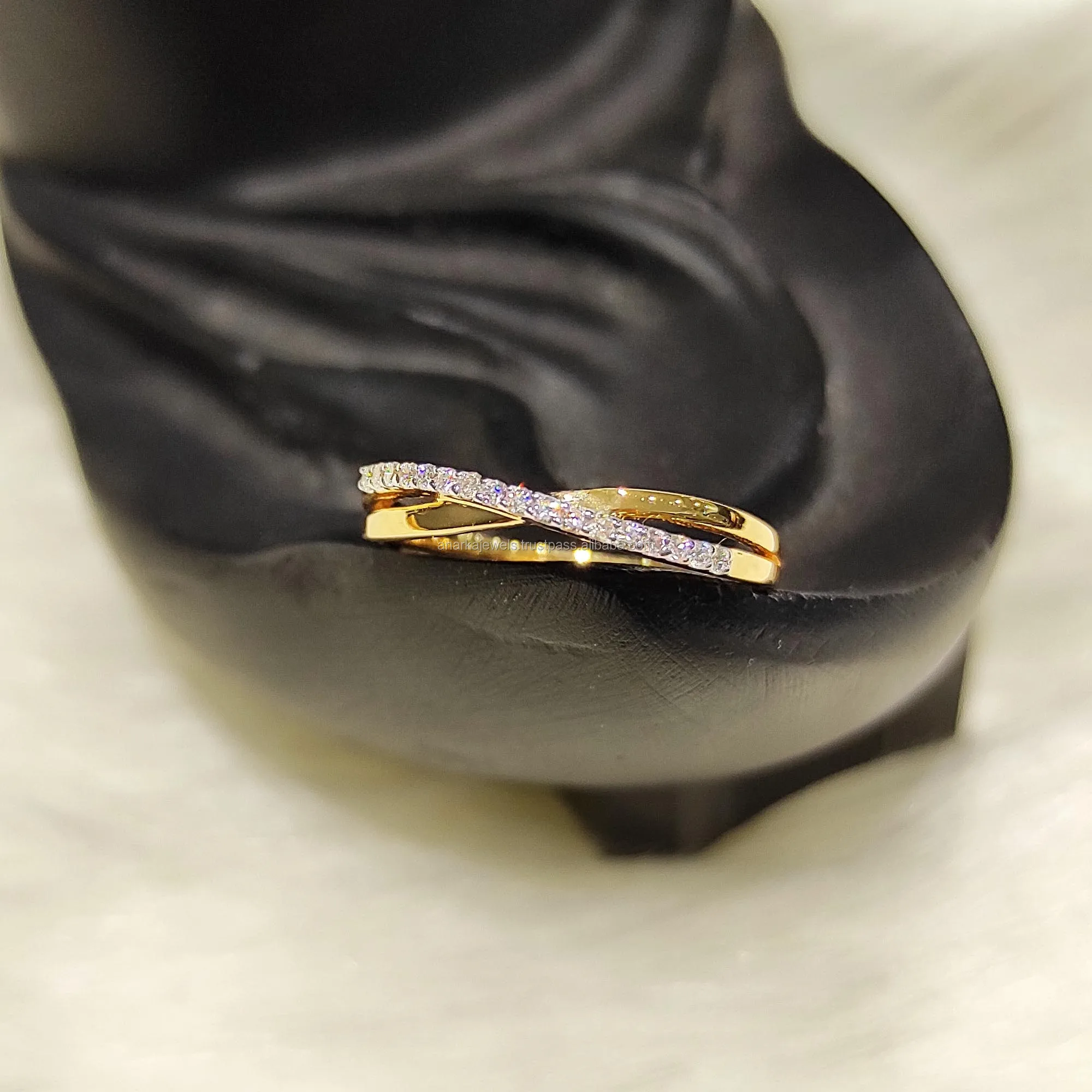 Sleek Band Promise Ring 14K Yellow Gold Diamond Ring Jewelry Gift For Women TTR 063