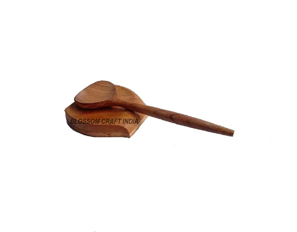Handmade Natural Wooden Spoon rest made of Mango wood Ideal for Spoons Holding available at Best Price