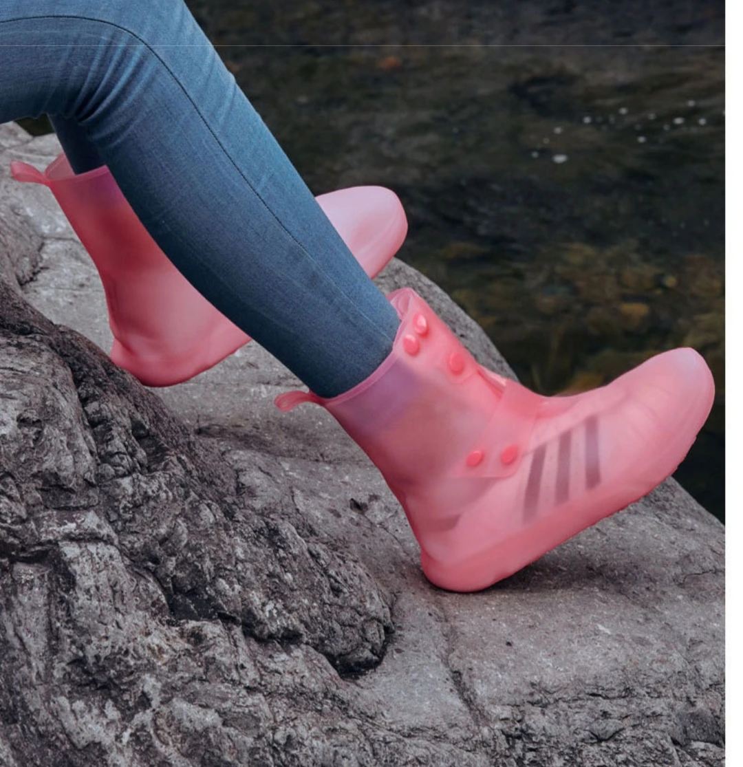 Waterproof Rain boot Covers, Reusable Foldable Durable Non-Slip Ankle High Boots for Kids, Men and Women