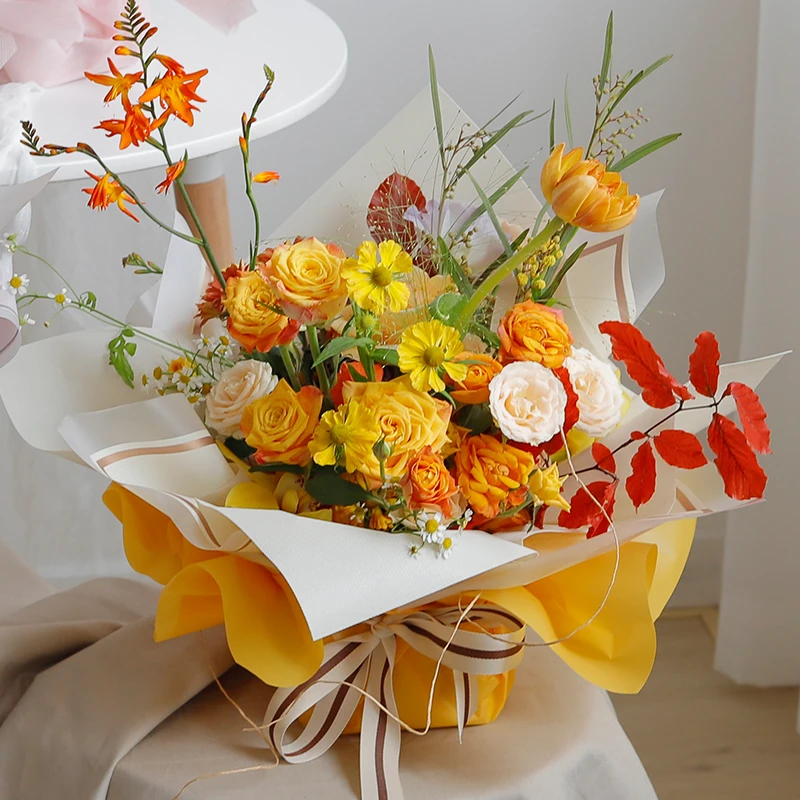 Hot Sale Korean Plastic Waterproof High Quality Packing Paper Printing Flower Bouquet Wrapping Paper
