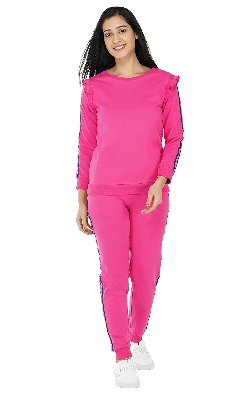 Women pink color plain color jogging track suit set