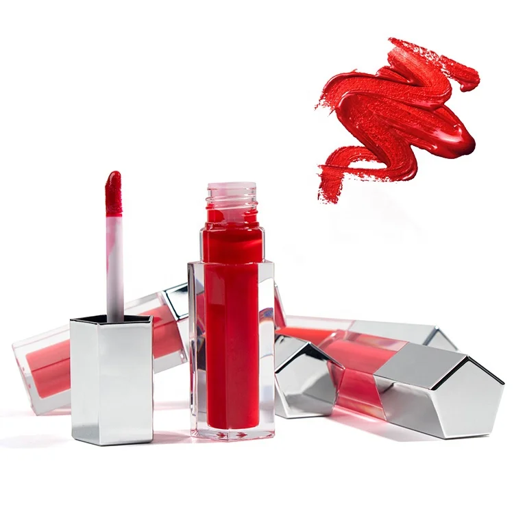 Wholesale Polygonal Branded Fruity Lip Gloss Long Lasting Pigments Waterproof Cute Nude Lipgloss