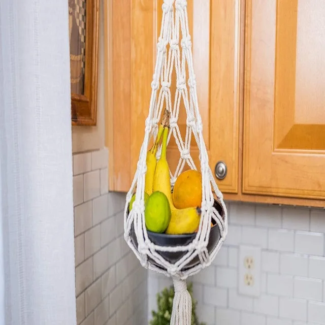 Handmade Custom Kitchen Storage Wall Hanging Decor Macrame Plant Fruit Veggie Hammock