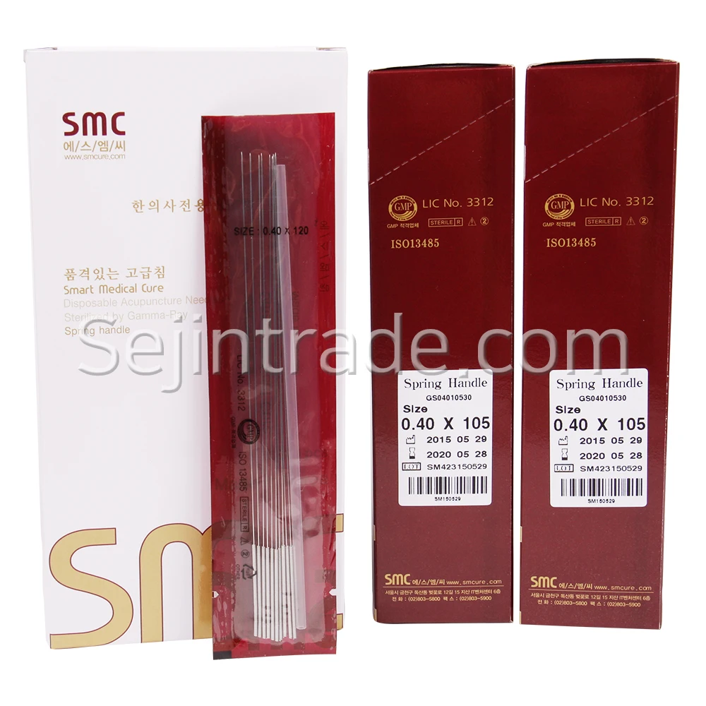 Disposable Sterile Korean Stainless Steel Handle Long Acupuncture Needles, SMC Special Acupuncture Needle with tube(1000 PCS/BOX