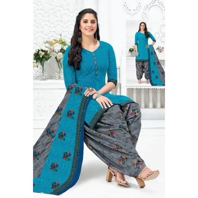 Indian Manufacturer of printed Cotton dress on sale price 10 piece catalog Daily Wear Cotton Printed Salwar Suit With Dupata Set