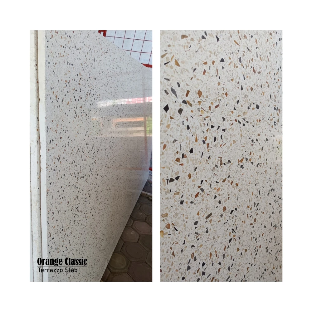 Indonesia Terrazzo Slab White Terrazzo Slabs for Top Table Size 135x250x2 Finish Polished and Brushed