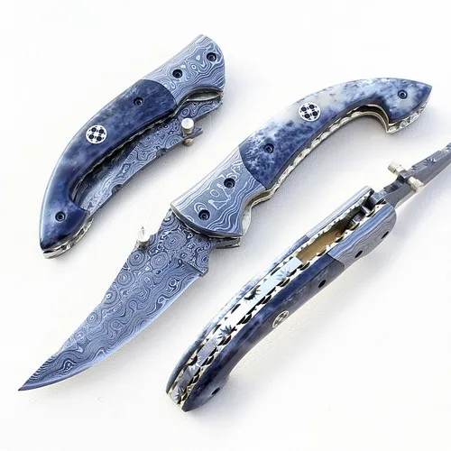 
2021 New Model Unique Style Hot Selling Custom Handmade Damascus steel Folding knife 
