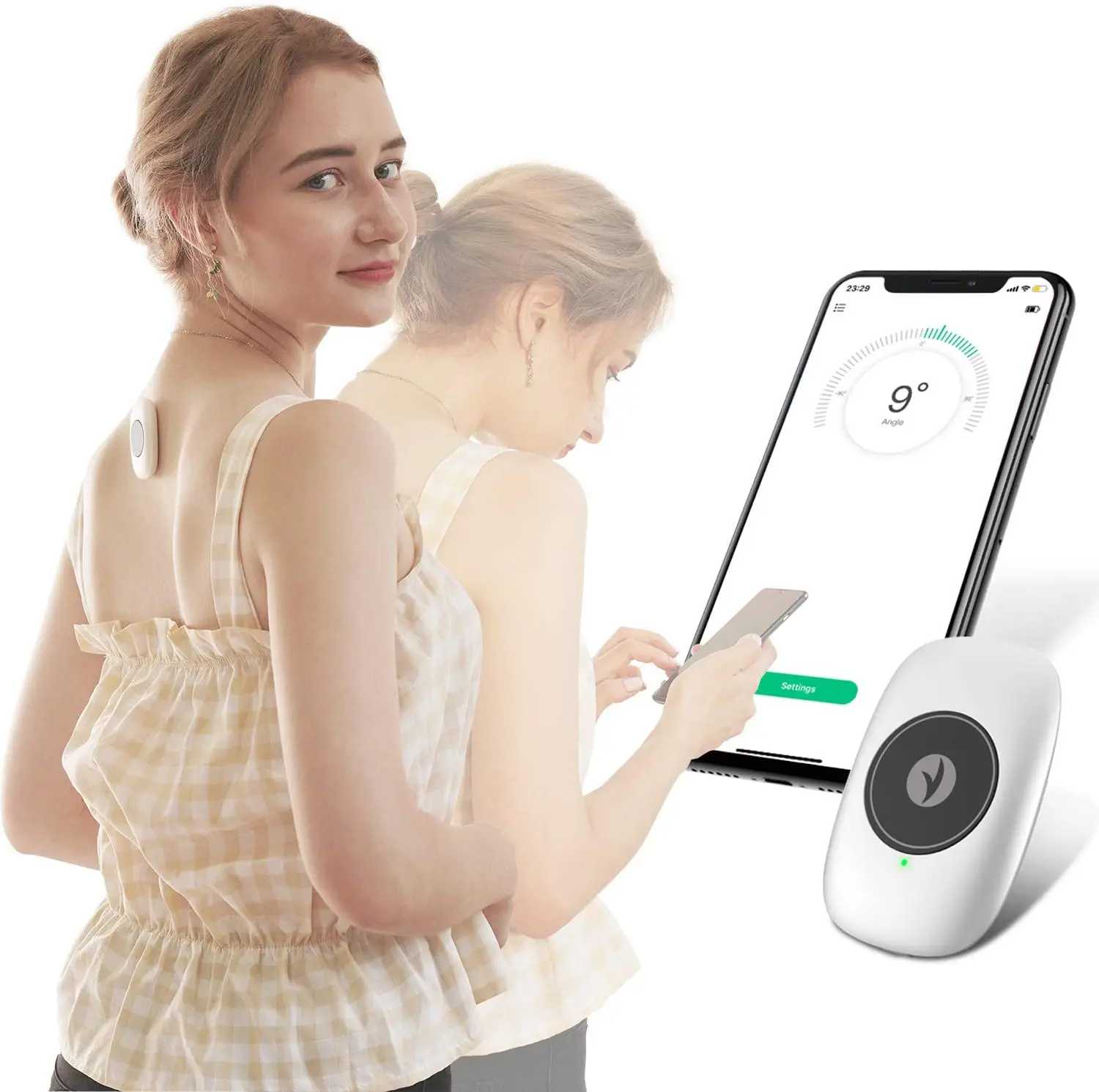 Posture Trainer and Corrector for Back Strapless Discreet  Smartphone intelligent control real-time monitoring