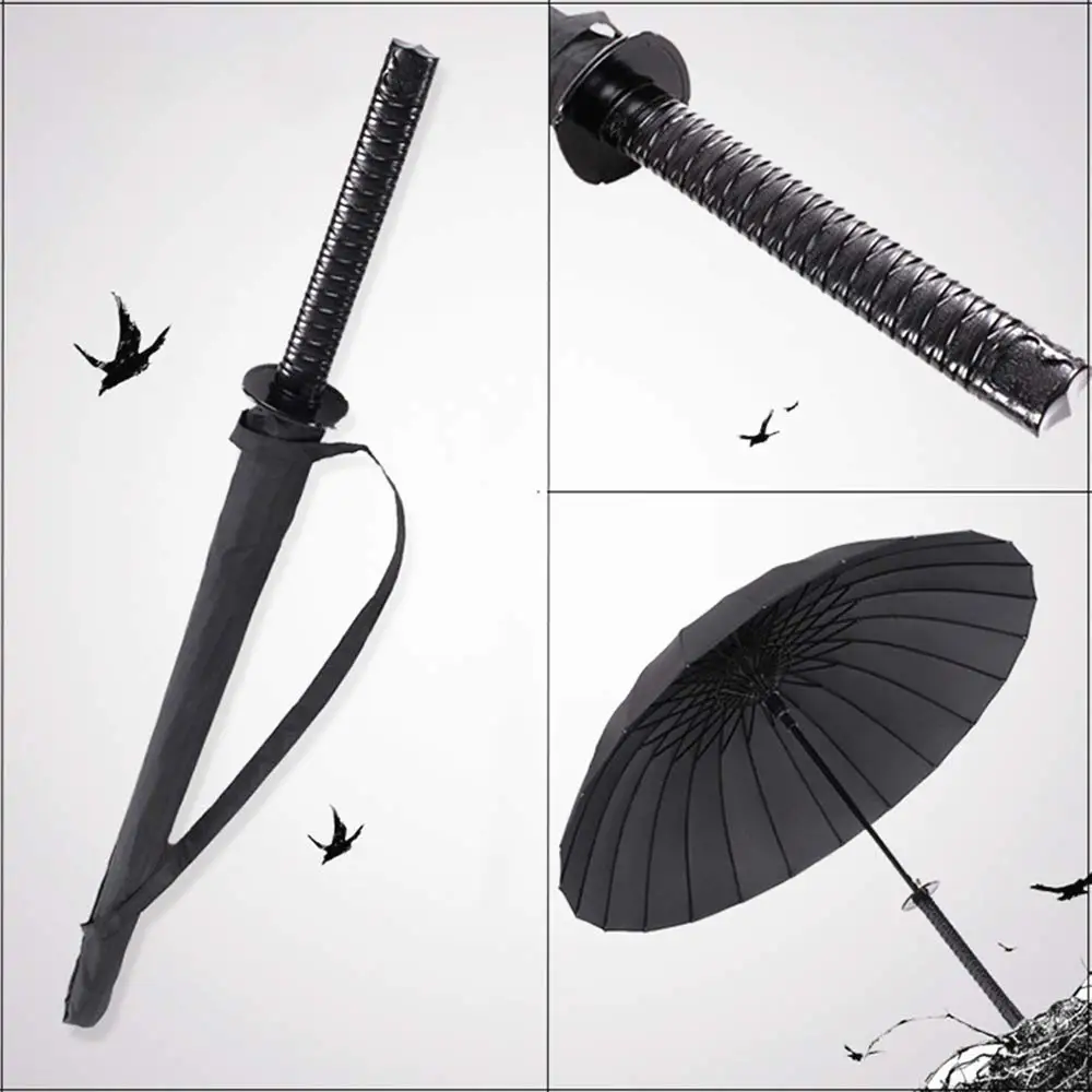 24ribs 16ribs 8ribs big size innovate new creative semi auto japanese katana handle blade runner samurai sword umbrella