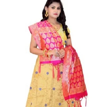 Women Lehenga Indian Heritage Leheriya Semi Stitched Lehenga Unstitched Blouse Piece & Banarasi Silk Dupatta top quality