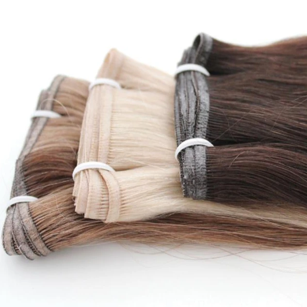 
BAMBOO HAIR Top Quality 100% Human Hair Double Drawn Hand Tied Weft Hair Extension 