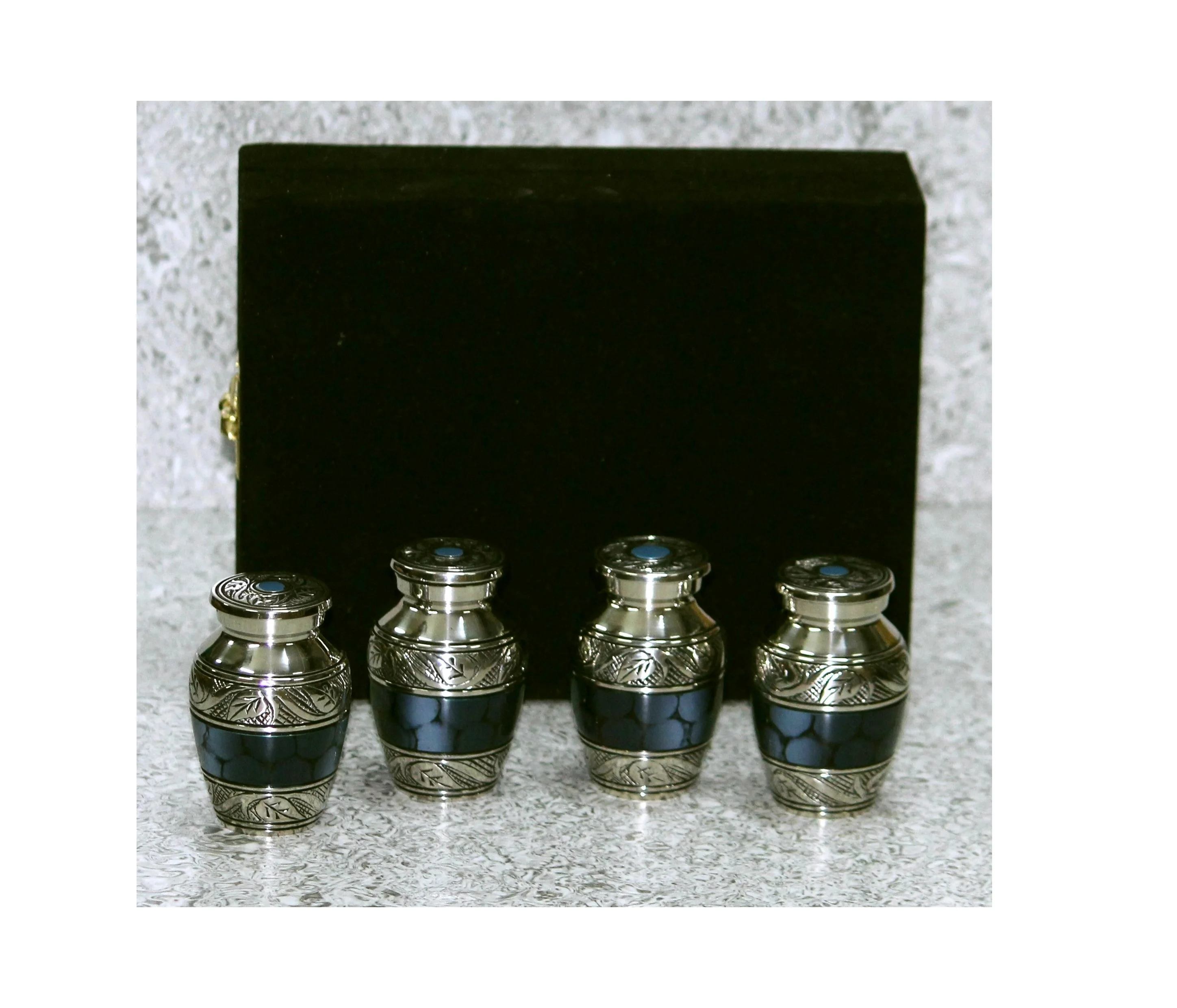 Blue Fire Set of Four Small Keepsake Urn urn Funeral Cremation urns for human ashes adult Size in good price