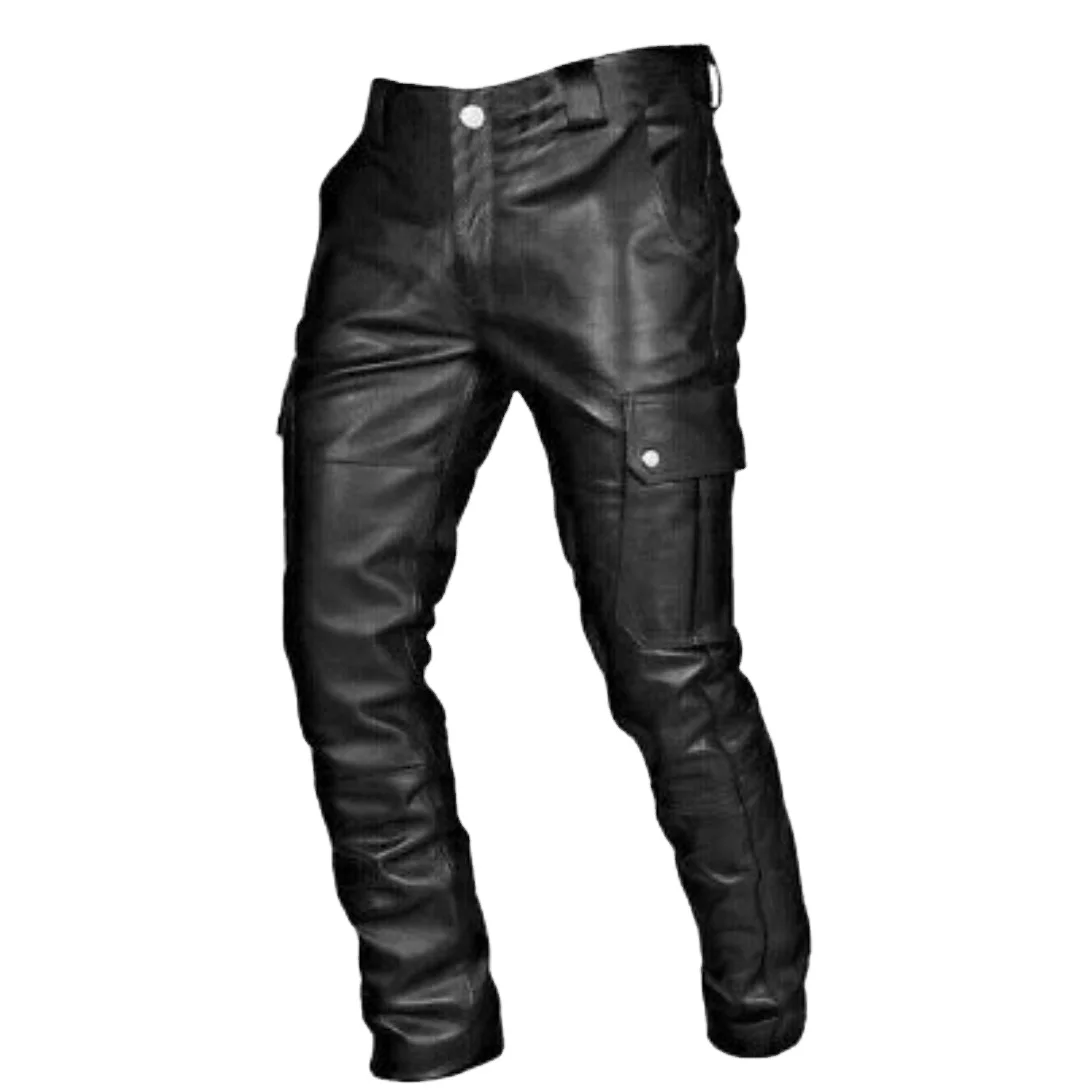 Top Customized High Quality Wholesale Plain Men Leather Pants Skin Fitting Casual Wear Men Leather Pants