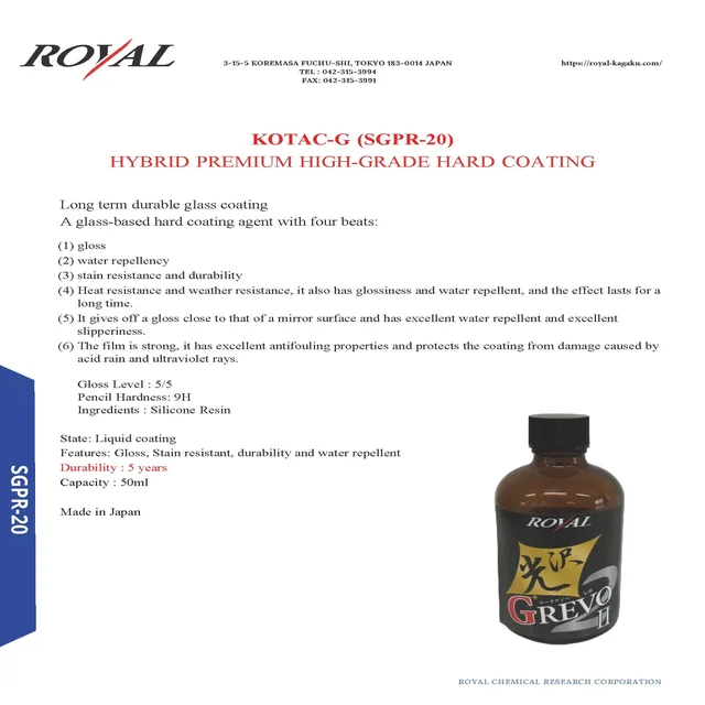 Strong water repellent and diamond gloss effect 9H nano ceramic coating