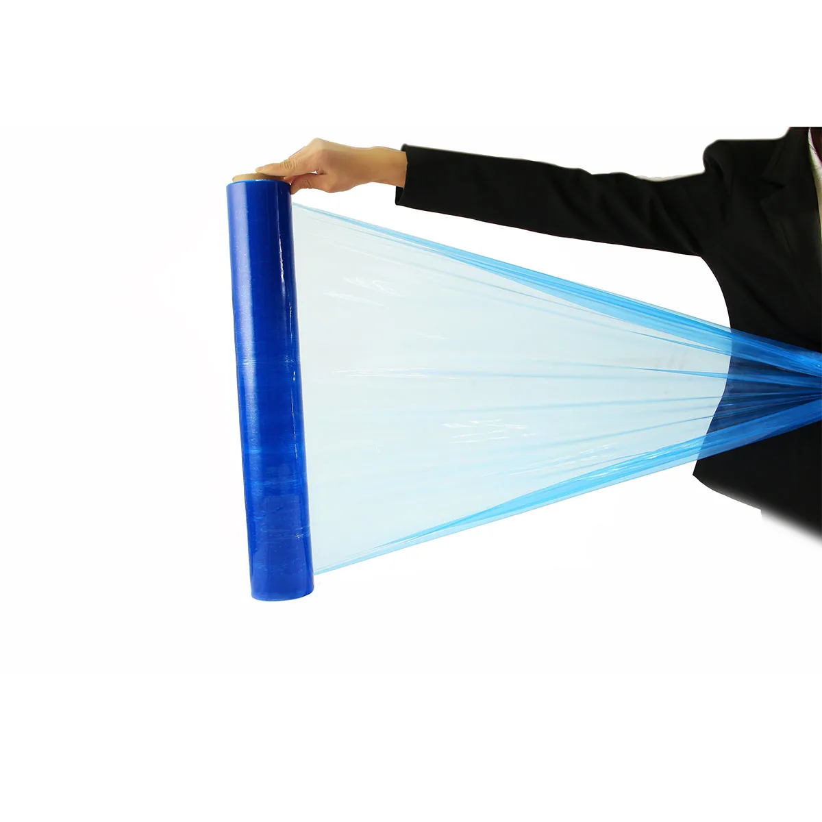 Hot Sale for 23mic x 18' Transparent lLLDPE Blue Color Stretch Film roll Jumbo Roll Pallet Stretch Wrap Film