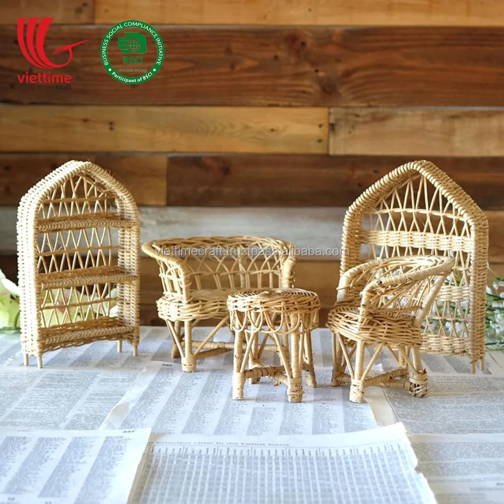 
Collection Of Rattan Doll Wicker Furniture Seating Set Bench Doll Chair Decor Wall Home Wholesale 